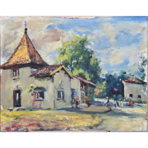 Ferran CALLICO Y BOTELLA "Maison à "Nervieux"" huile sur toile 46x55